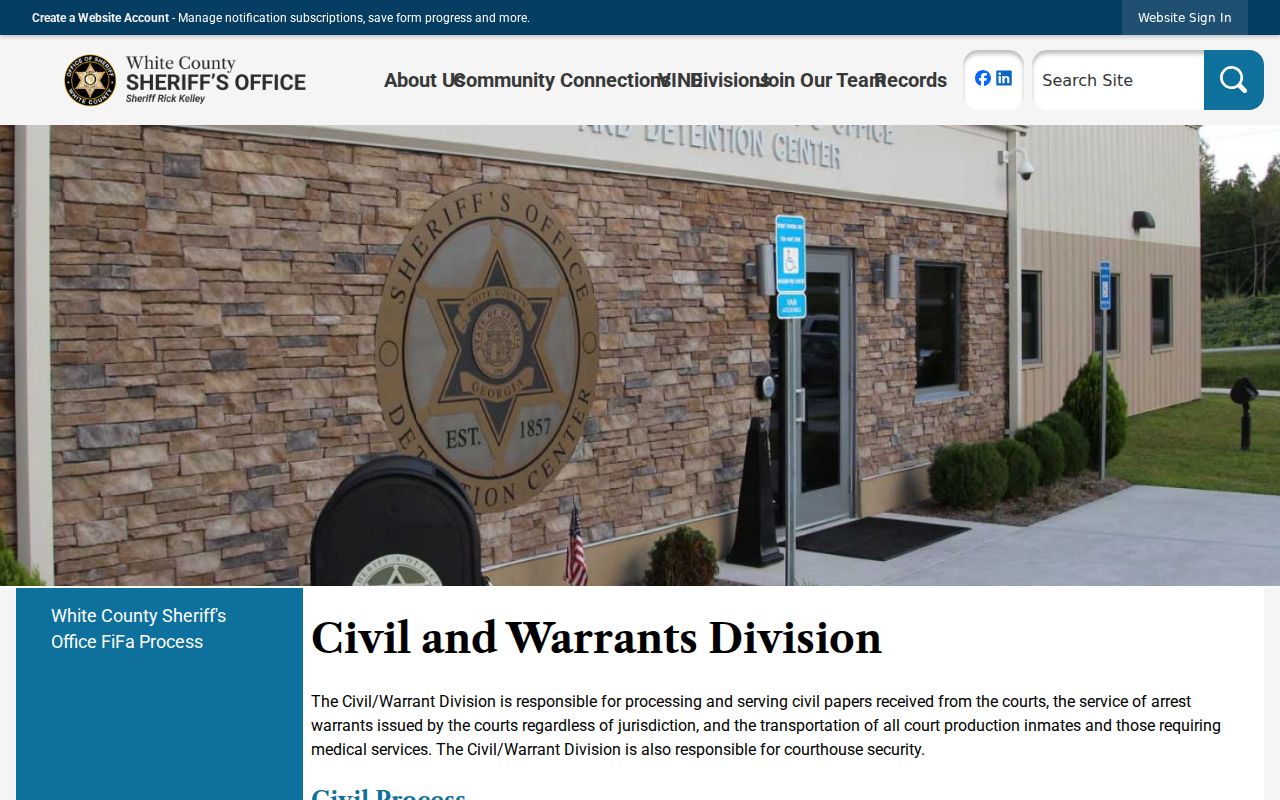 White County active warrant information notice from the sheriff