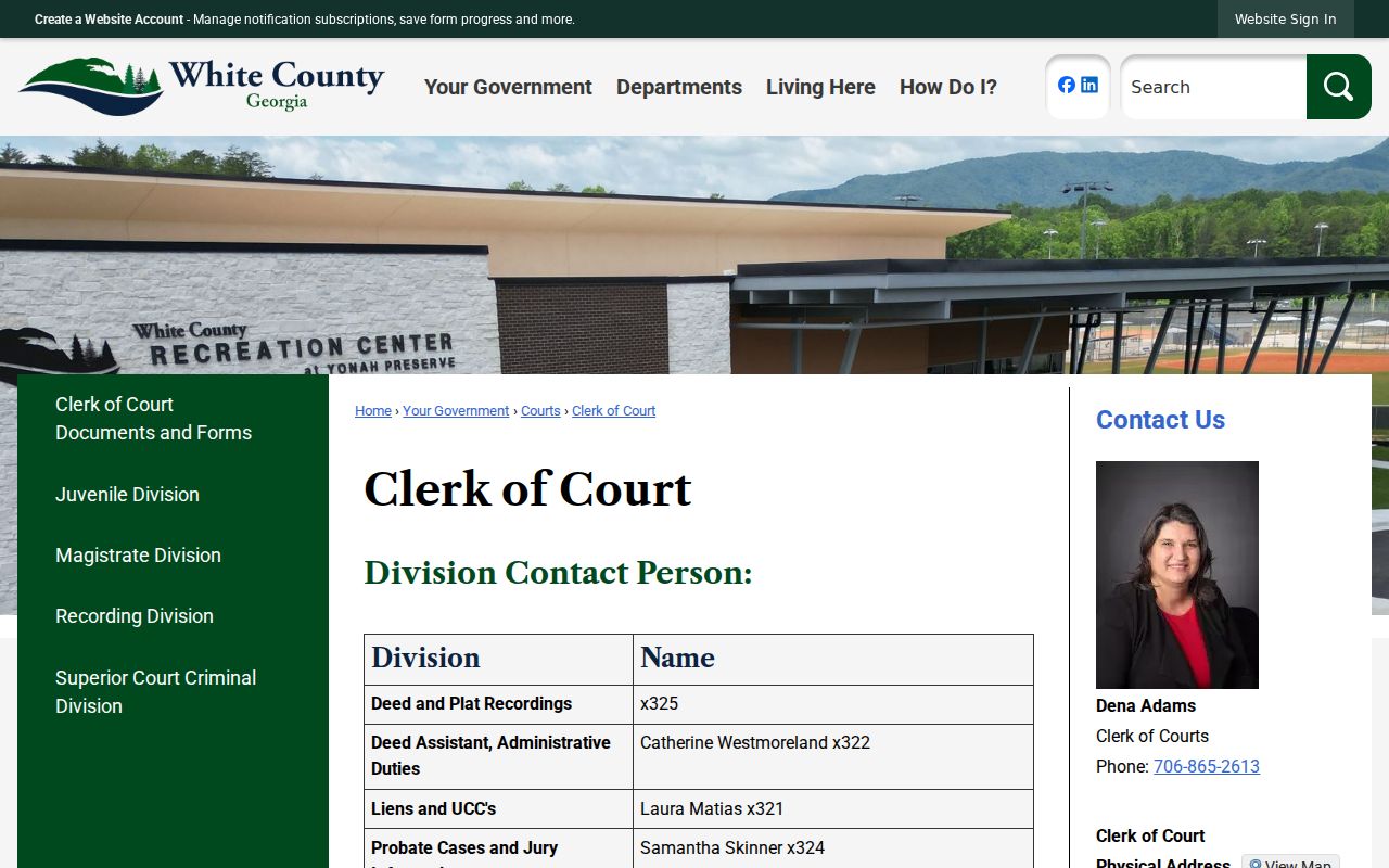 White County Clerk of Court official record-routing page
