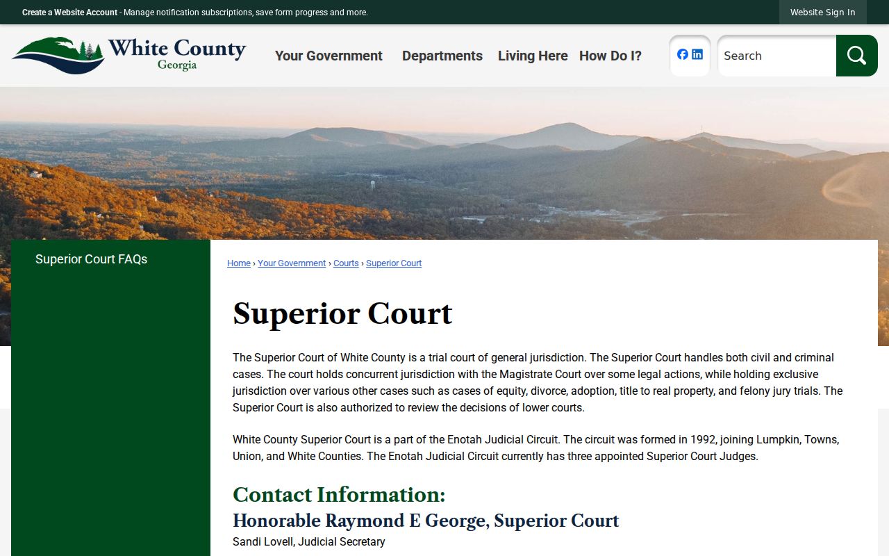 White County Superior Court felony and general jurisdiction information